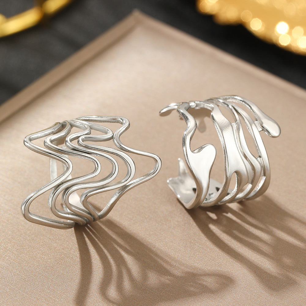 Irregular Lava Open-end Polished Suit Niche Rings