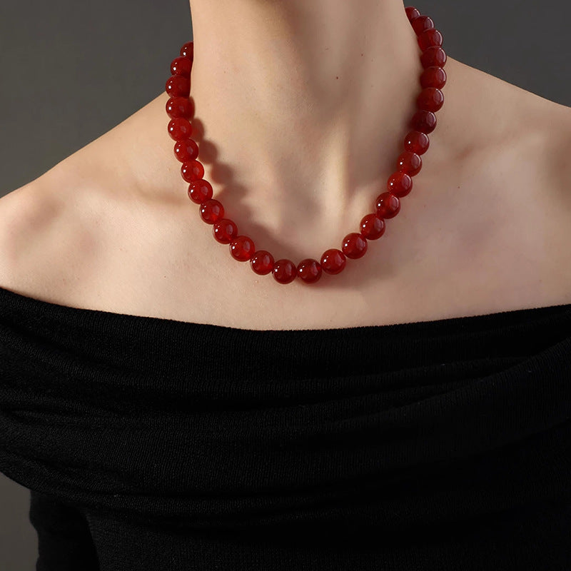 Red Agate Grade Retro Minority High-grade Beaded Necklaces
