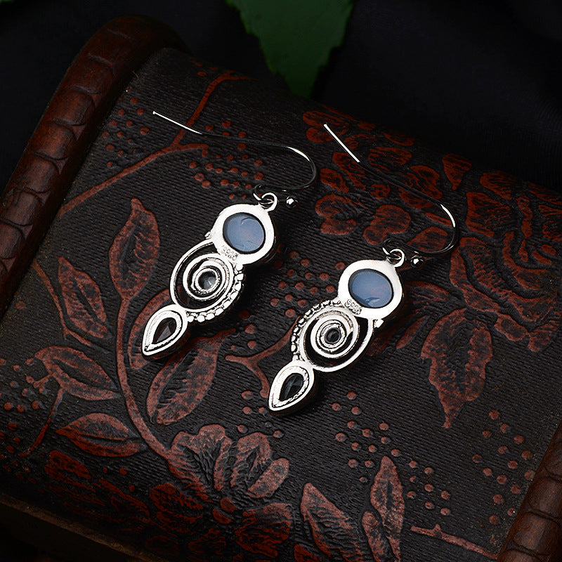 Blue Topaz Female Creative Rotational Water Earrings