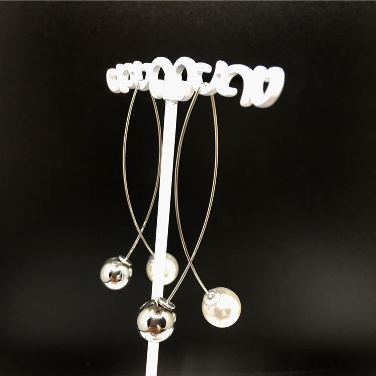Korean Cross Pearl Fork Long Simple Earrings