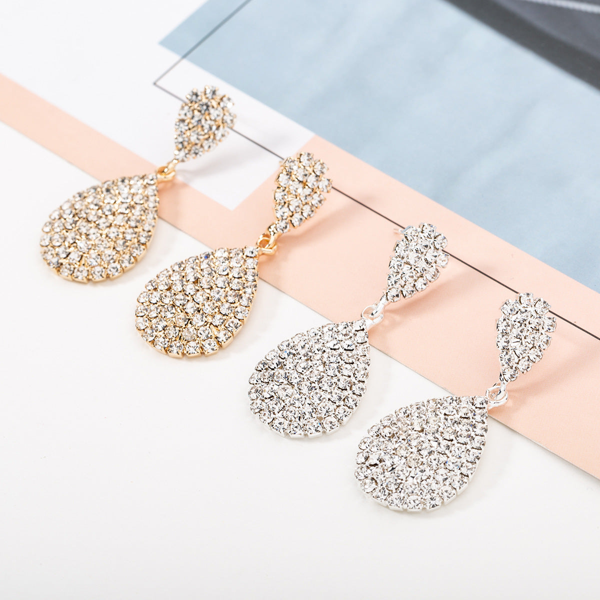 Diamond Claw Chain Water Drop Ear Fashion Earrings
