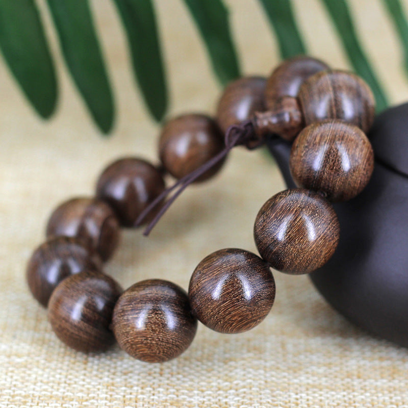Women's & Men's Gold Sandalwood For Beads In Large Bracelet