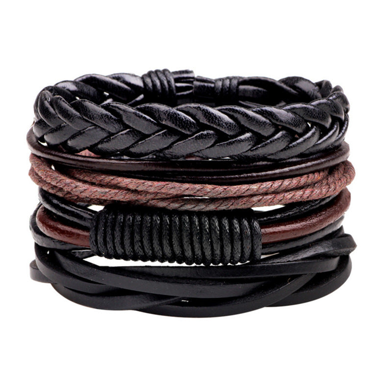 Woven Combination Vintage Alloy Leaves Bead Bracelets