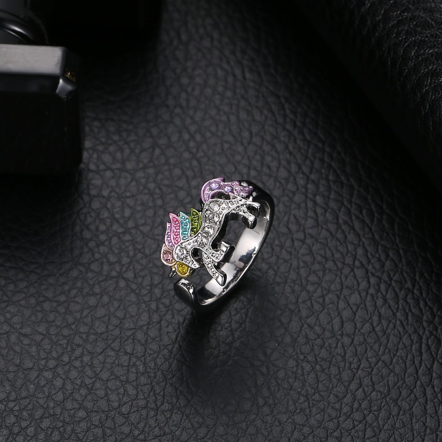 Children's Cartoon Colorful Unicorn Pony Opening Adjustable Rings