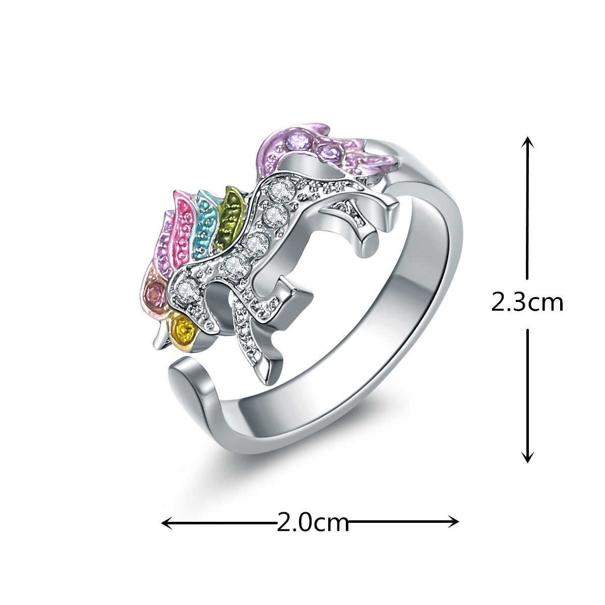 Children's Cartoon Colorful Unicorn Pony Opening Adjustable Rings