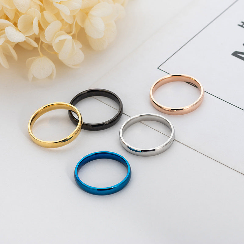 Women's & Men's Korean Fashion Inside Outside Arc Titanium Steel Couple Rings