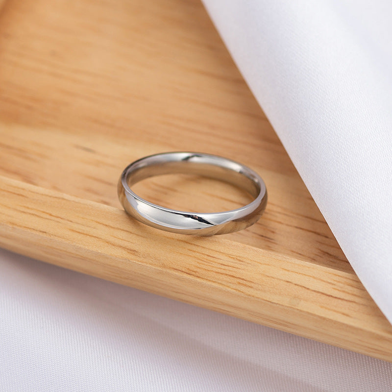 Women's & Men's Korean Fashion Inside Outside Arc Titanium Steel Couple Rings