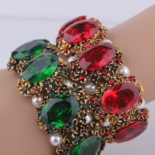 Retro Personalized Fashion Emerald Inlaid Pearl Bracelets