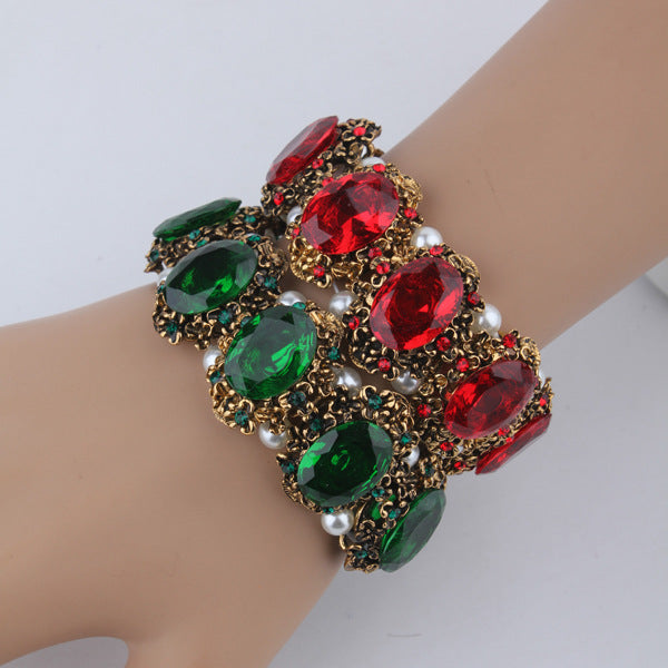 Retro Personalized Fashion Emerald Inlaid Pearl Bracelets