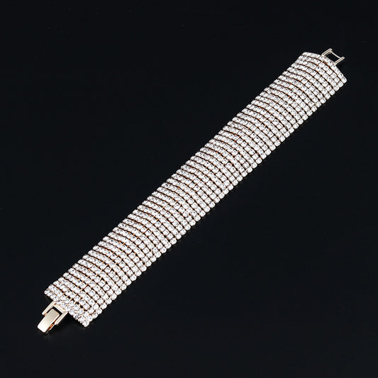 Trendy Fashion Full Diamond Popular Rhinestone Wide Exquisite Bracelet