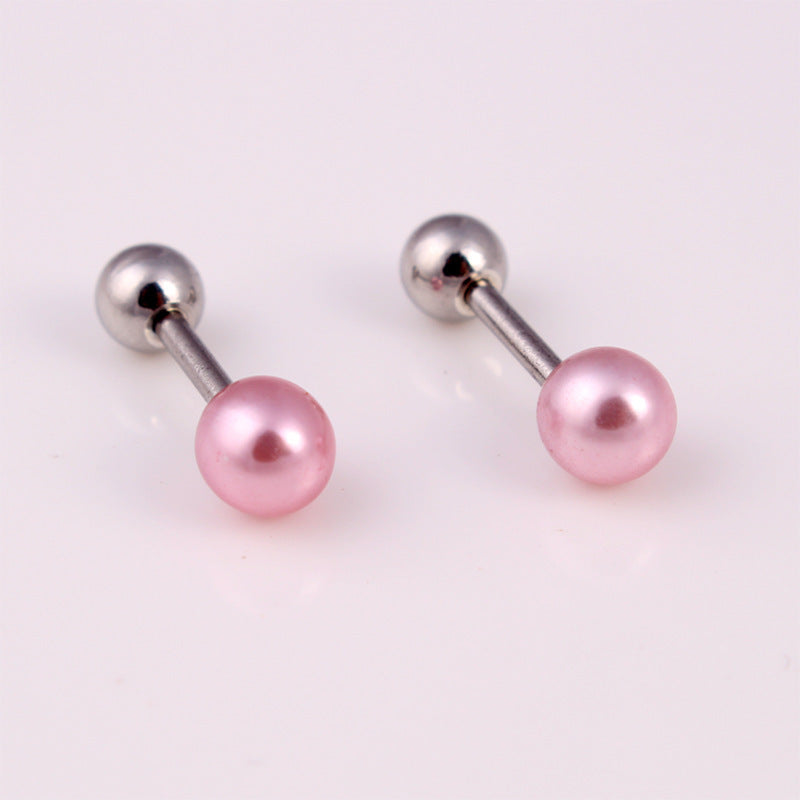 Korean Style Fashion High-grade Pearl Titanium Steel Ear Earrings