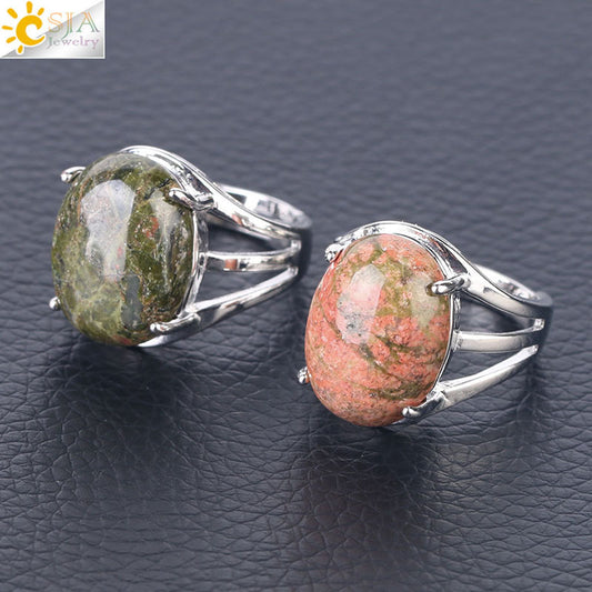 Women's Ornament Oval Natural Stone Crystal Alloy Rings