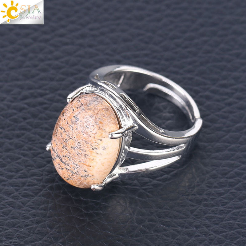 Women's Ornament Oval Natural Stone Crystal Alloy Rings