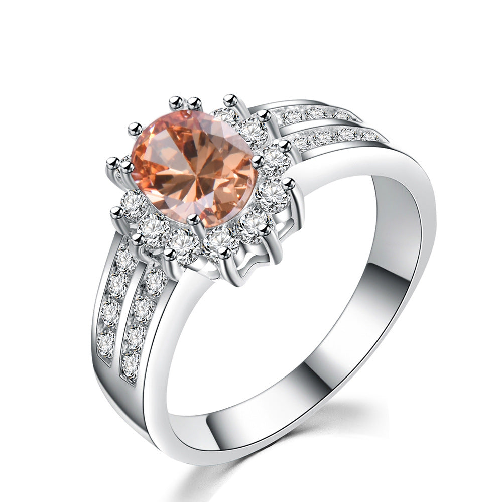 Zircon Female Double Row White Micro Inlaid Small Diamond Ring