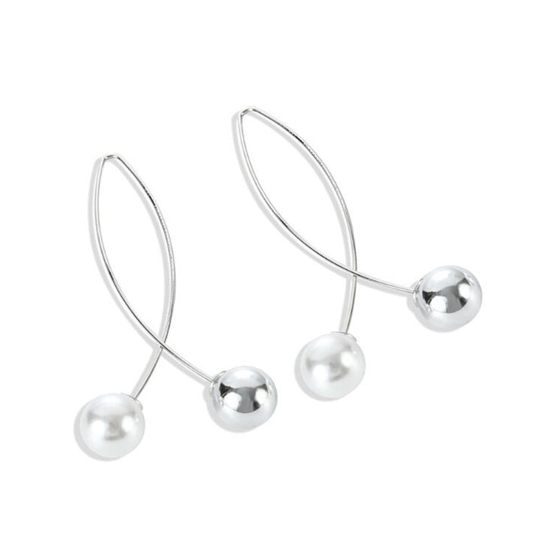 Women's Korean Style Cross Pearl Fish-shaped Long Simple Rings
