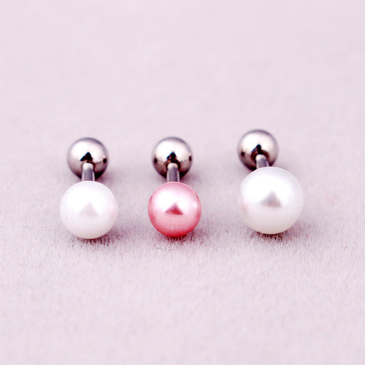 Korean Style Fashion High-grade Pearl Titanium Steel Ear Earrings