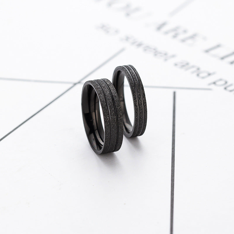 Women's & Men's Stainless Steel Couple Fashion Pearl Yarn Ring