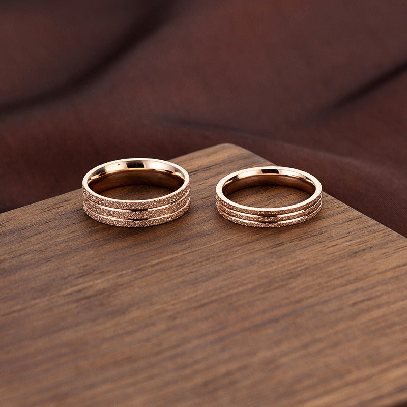 Women's & Men's Stainless Steel Couple Fashion Pearl Yarn Ring