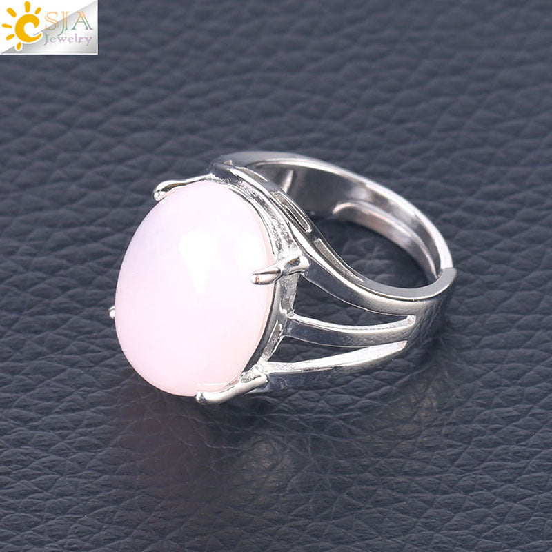 Women's Ornament Oval Natural Stone Crystal Alloy Rings