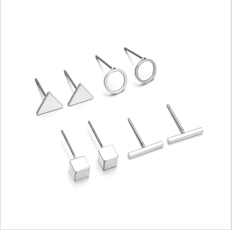Geometric Square Triangle Round Stick Fashion Rings