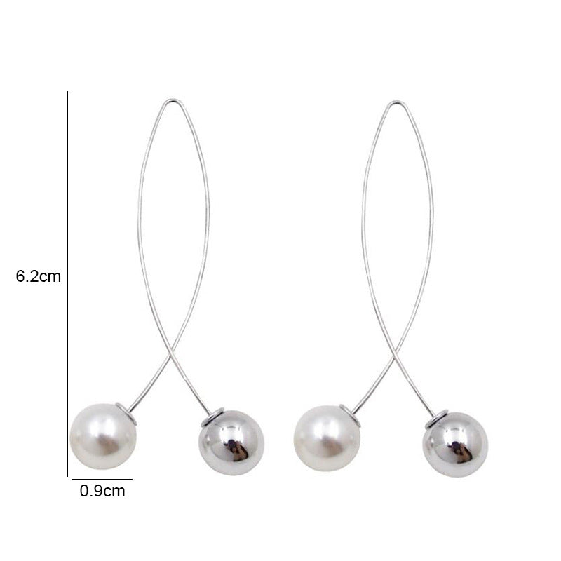 Women's Korean Style Cross Pearl Fish-shaped Long Simple Rings