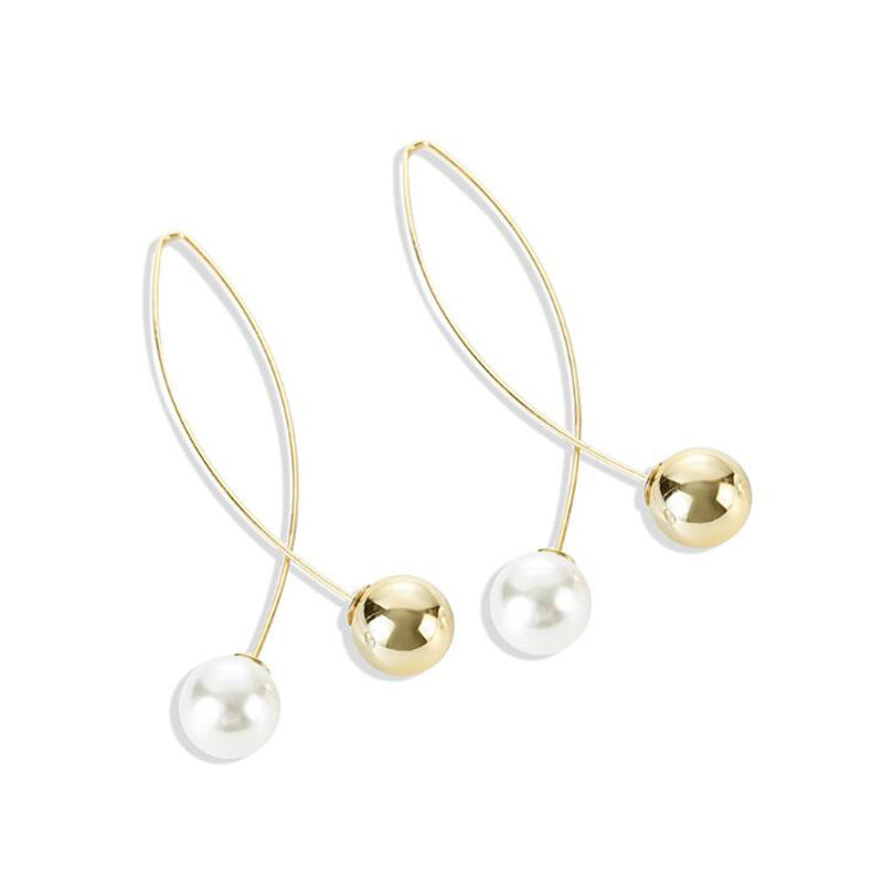 Women's Korean Style Cross Pearl Fish-shaped Long Simple Rings