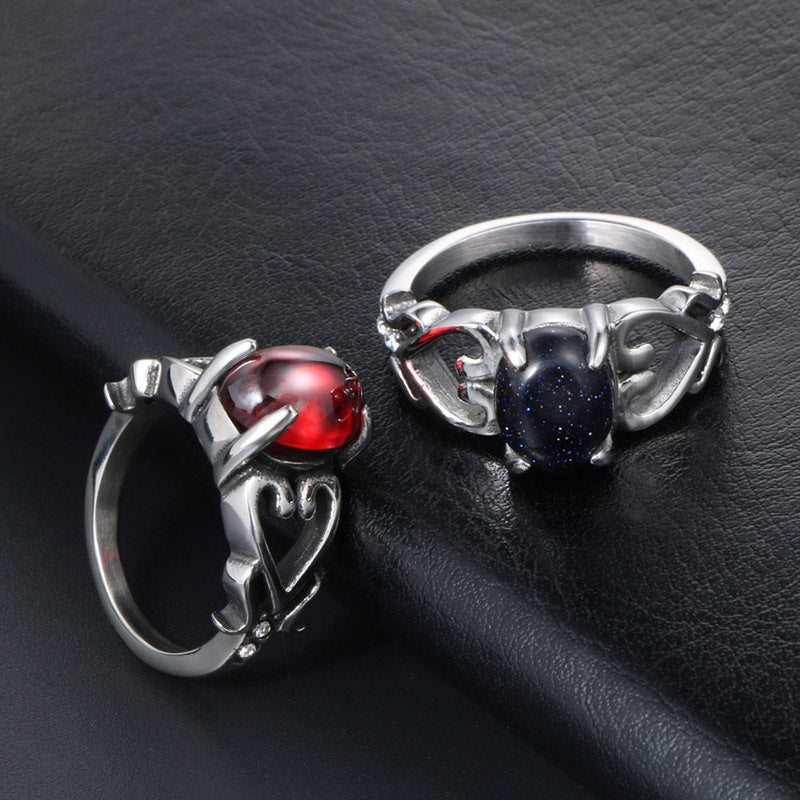 Love Gem Finger Personality Couple Titanium Ring
