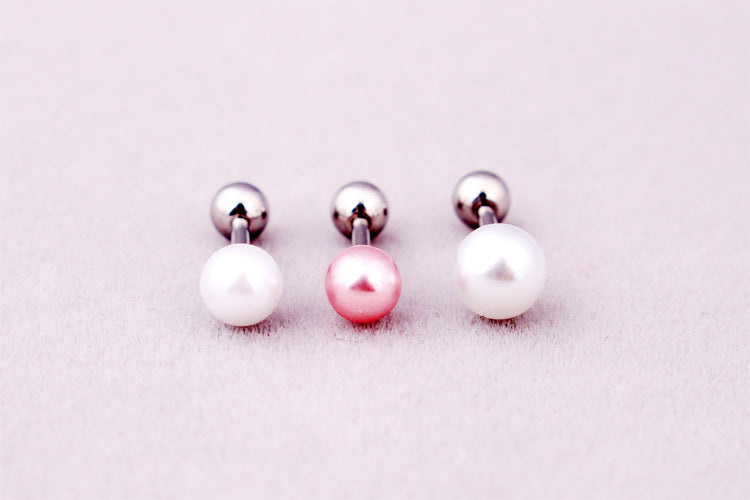 Korean Style Fashion High-grade Pearl Titanium Steel Ear Earrings