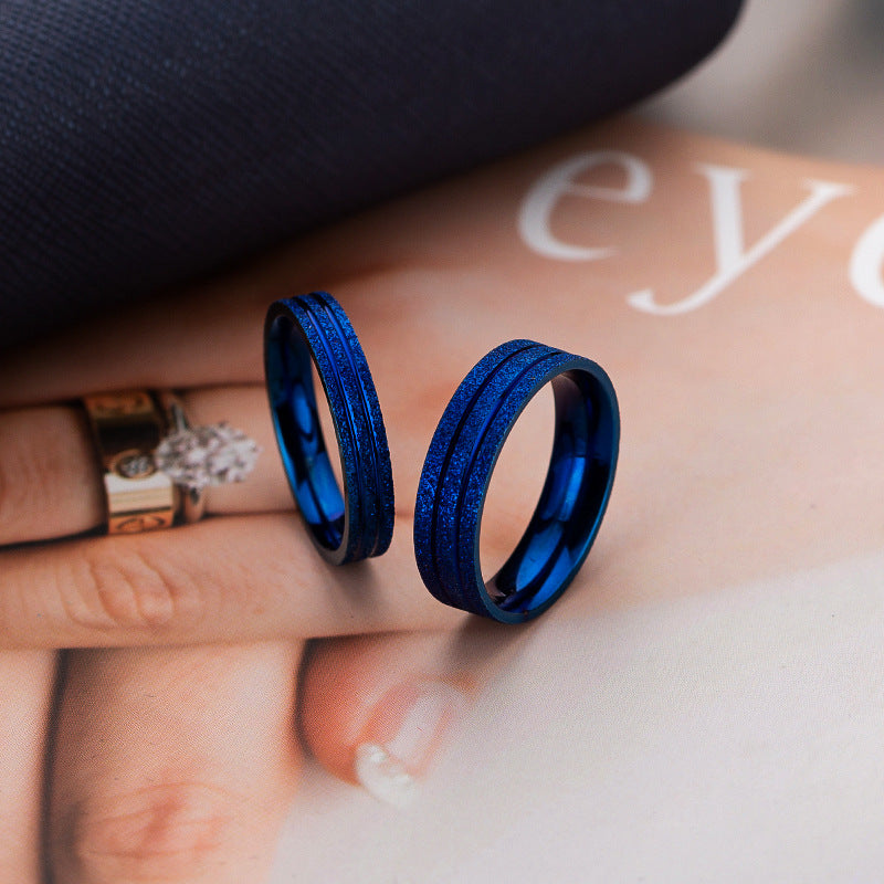 Women's & Men's Stainless Steel Couple Fashion Pearl Yarn Ring