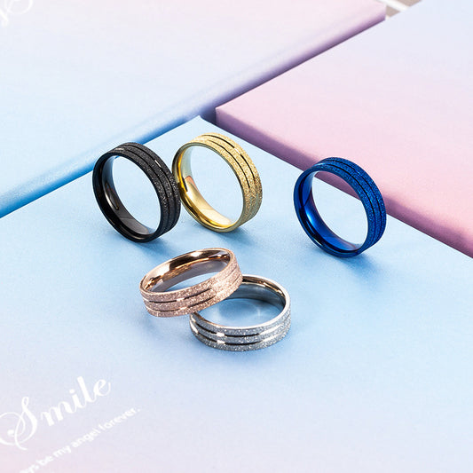 Women's & Men's Stainless Steel Couple Fashion Pearl Yarn Ring