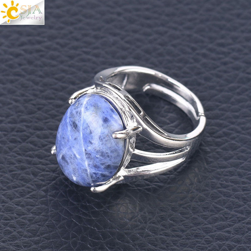 Women's Ornament Oval Natural Stone Crystal Alloy Rings