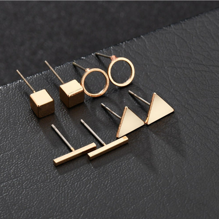 Geometric Square Triangle Round Stick Fashion Rings