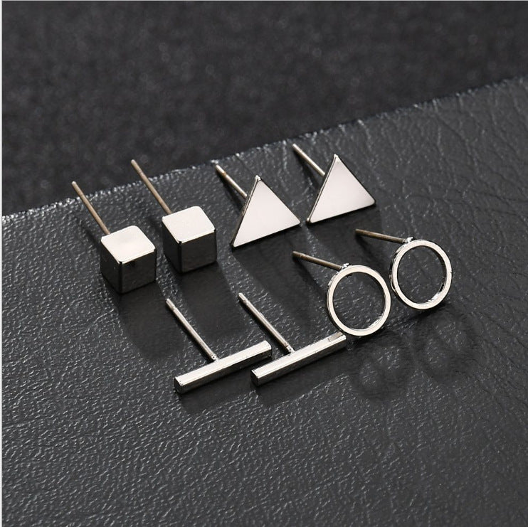 Geometric Square Triangle Round Stick Fashion Rings