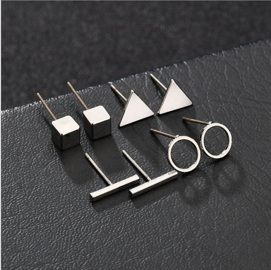Geometric Square Triangle Round Stick Fashion Rings