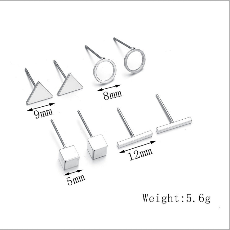 Geometric Square Triangle Round Stick Fashion Rings