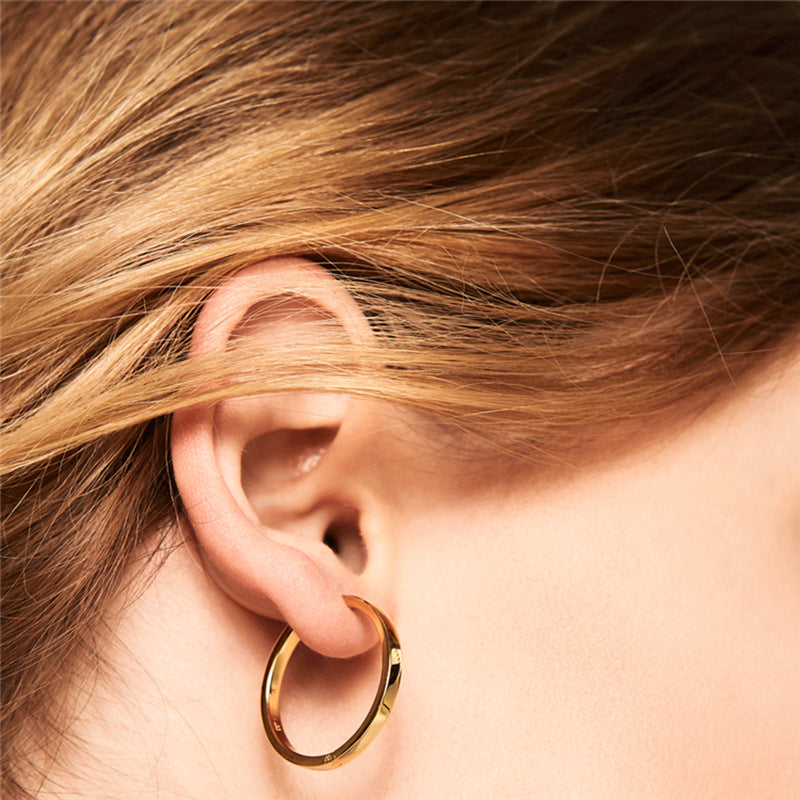 Fashion Golden Bold Circle Big Ear Earrings