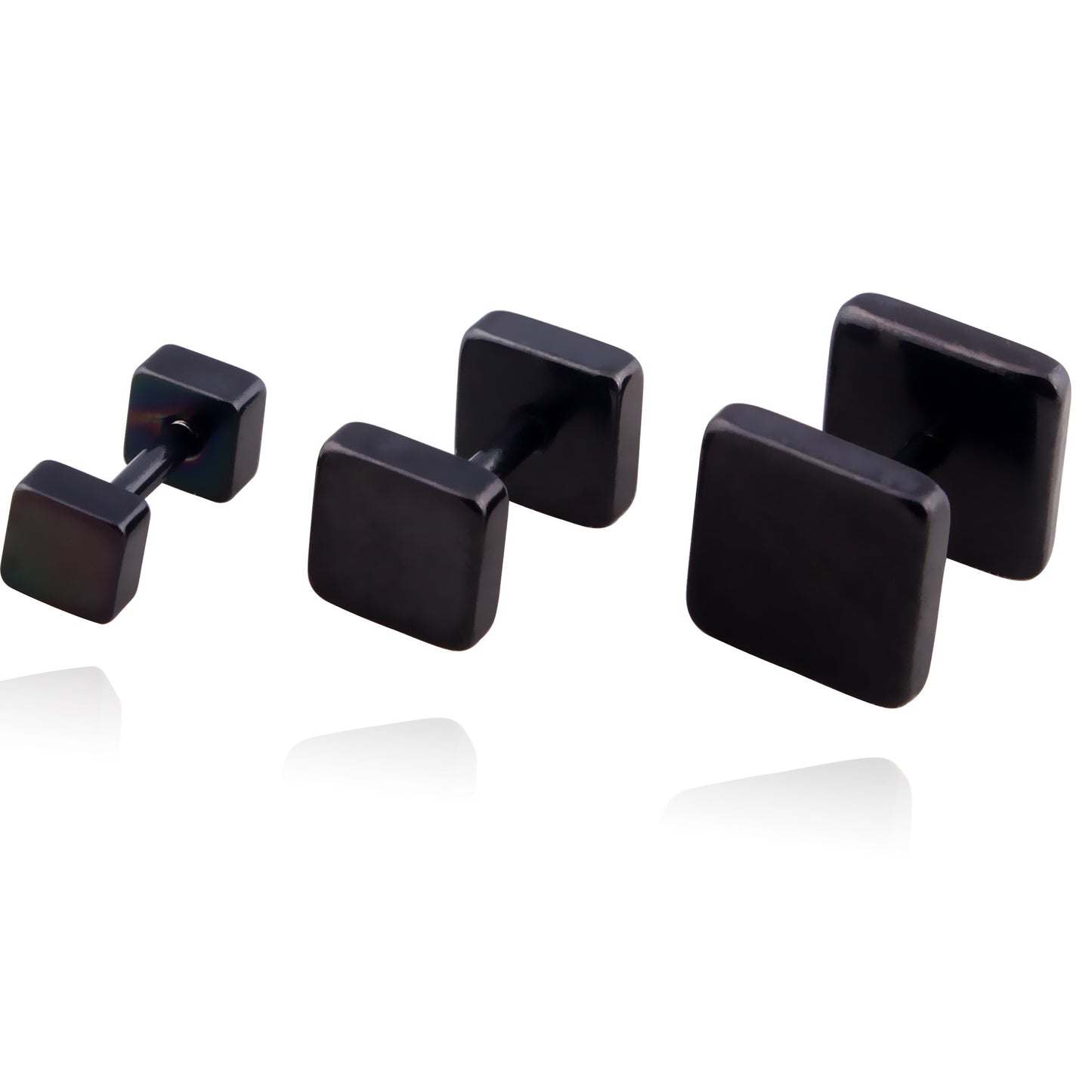 Women's & Men's Fashion Korean Style Square Personality Dumbbell Titanium Earrings