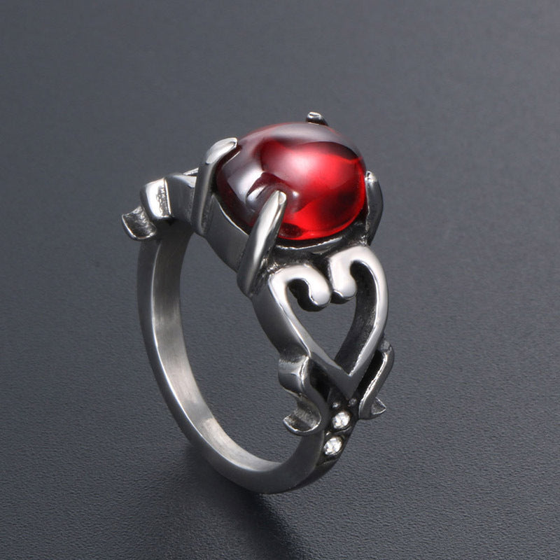 Love Gem Finger Personality Couple Titanium Ring