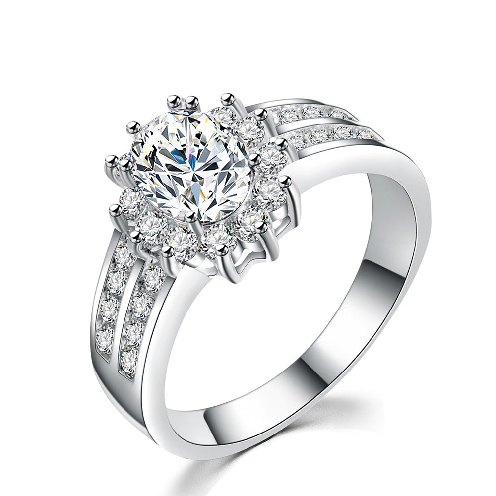Zircon Female Double Row White Micro Inlaid Small Diamond Ring