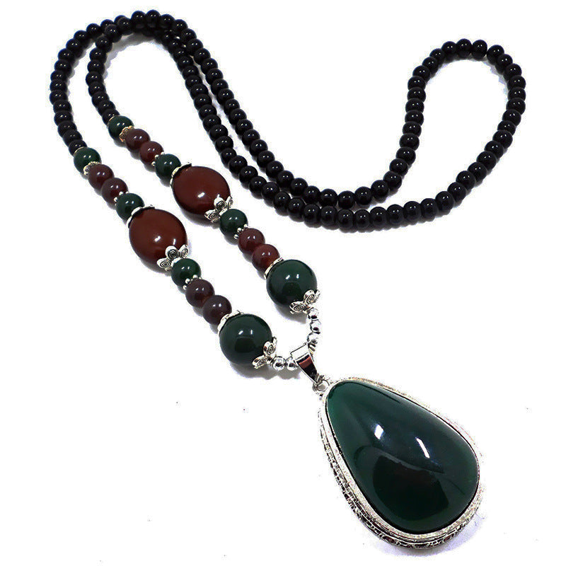 Drop Bohemian Imitation Jade Retro Artistic Necklaces