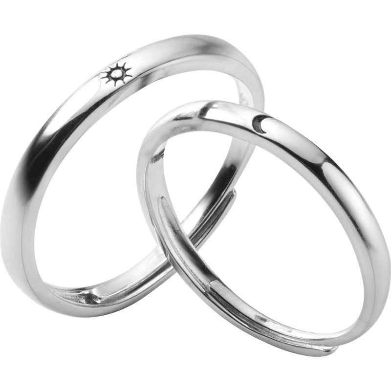 Couple Korean Style Simple Sun Moon Rings