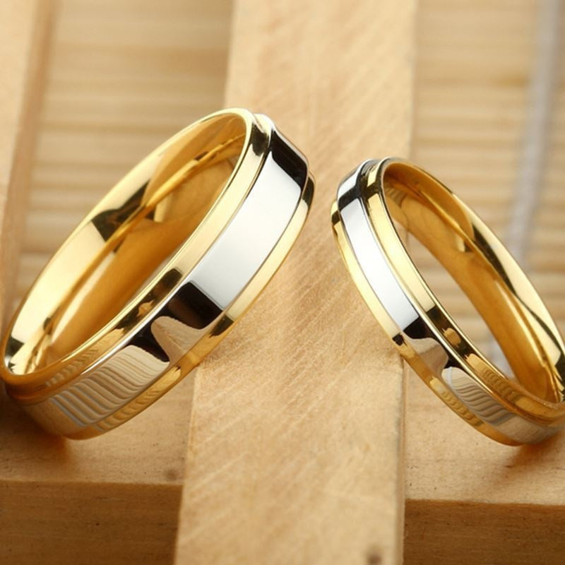 Men's Stainless Steel Gold Pair For Couple Valentine's Day Domineering Rings