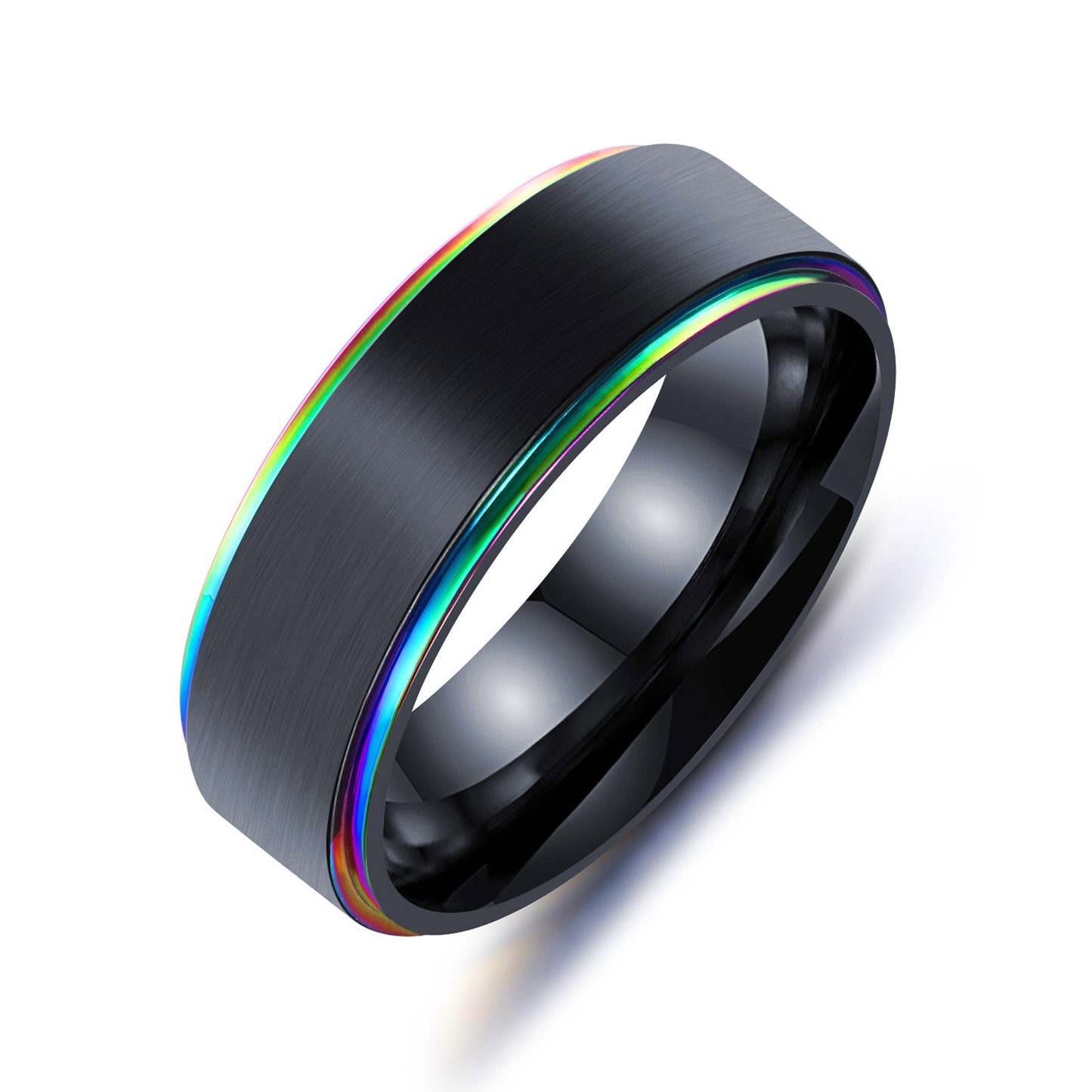 Men's Steel Two-color Ornament Colorful Black Gold Rings