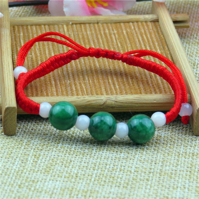 Women's & Men's Jade Goddess Lucky Right Rain Red Rope Gift Bracelets