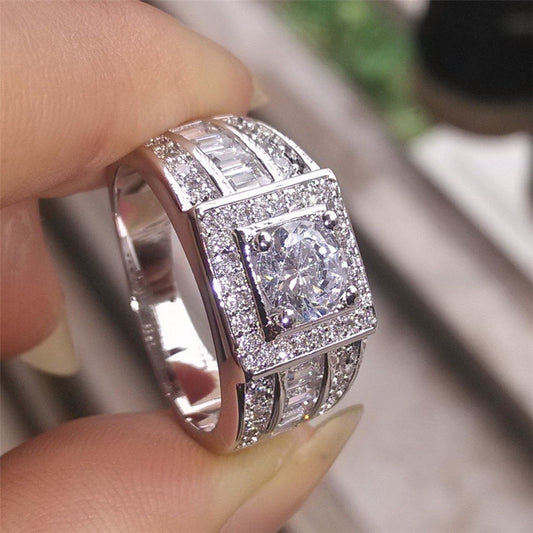 Men's Ornament Diamond Fashion Platinum Wedding Rings