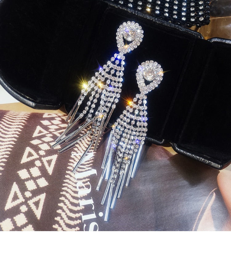 Tassel Female Temperamental Long Eardrops Face Rings