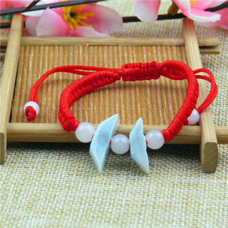 Women's & Men's Jade Goddess Lucky Right Rain Red Rope Gift Bracelets