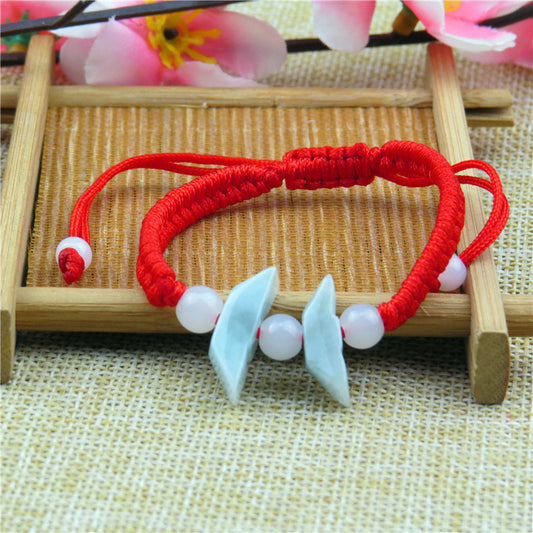 Women's & Men's Jade Goddess Lucky Right Rain Red Rope Gift Bracelets