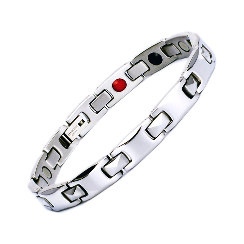 Men's Stainless Steel Titanium Germanium Stone Valentine's Day Bracelet