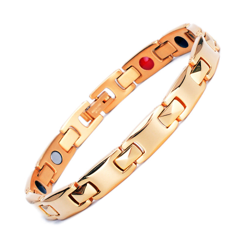 Men's Stainless Steel Titanium Germanium Stone Valentine's Day Bracelet